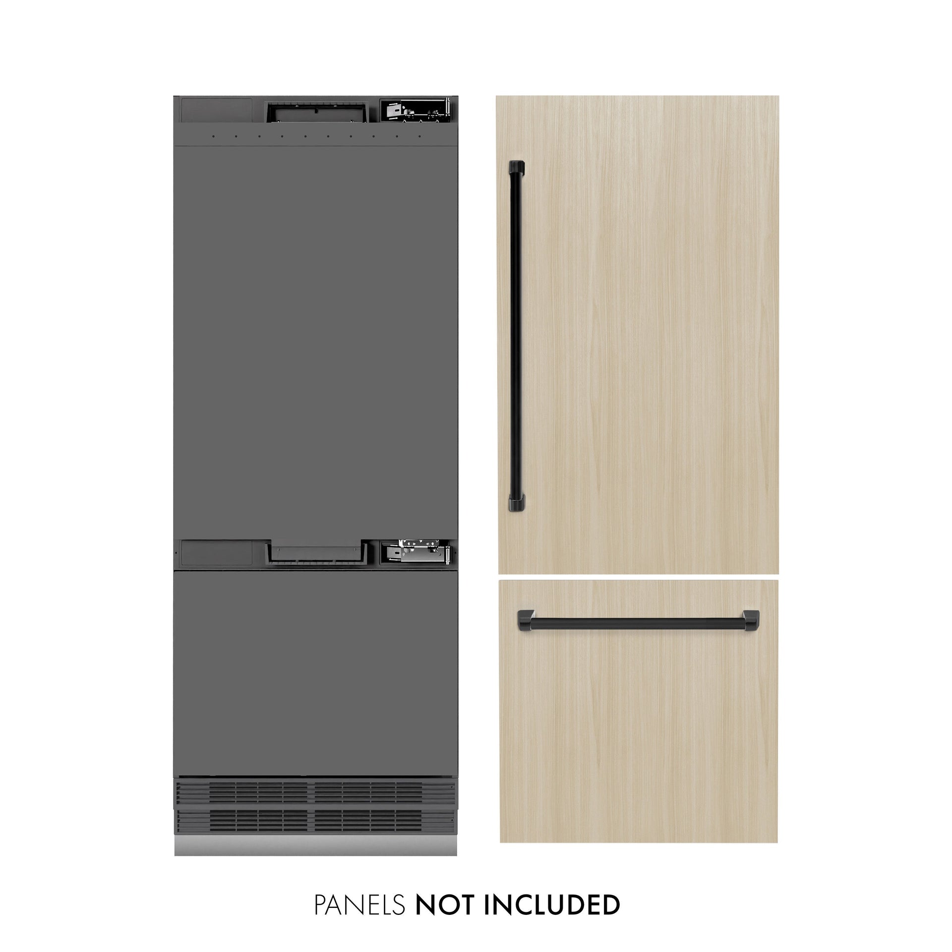 zline-30-in-panel-ready-built-in-bottom-freezer-refrigerator-16-1-cu-ft-with-water-dispenser-ice-maker-graphite-gray-interior-matte-black-accents-grbivz-30-mb