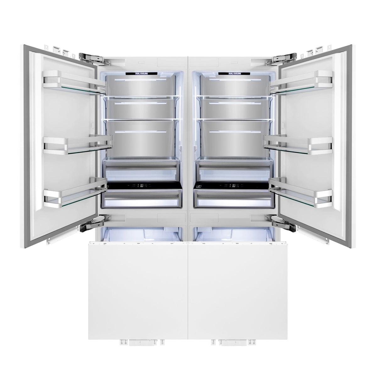 ZLINE 60 in Built-In Panel Ready Refrigerator 32.2 cu. ft. 4-Door French Door Gold Handles (RBIV-60-G)
