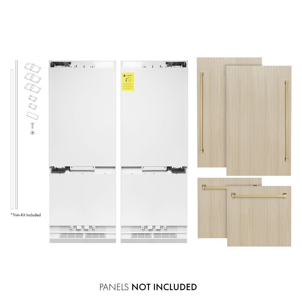 ZLINE 60 in Built-In Panel Ready French Door Refrigerator 32.2 cu ft Champagne Bronze Handles (RBIVZ-60-CB)
