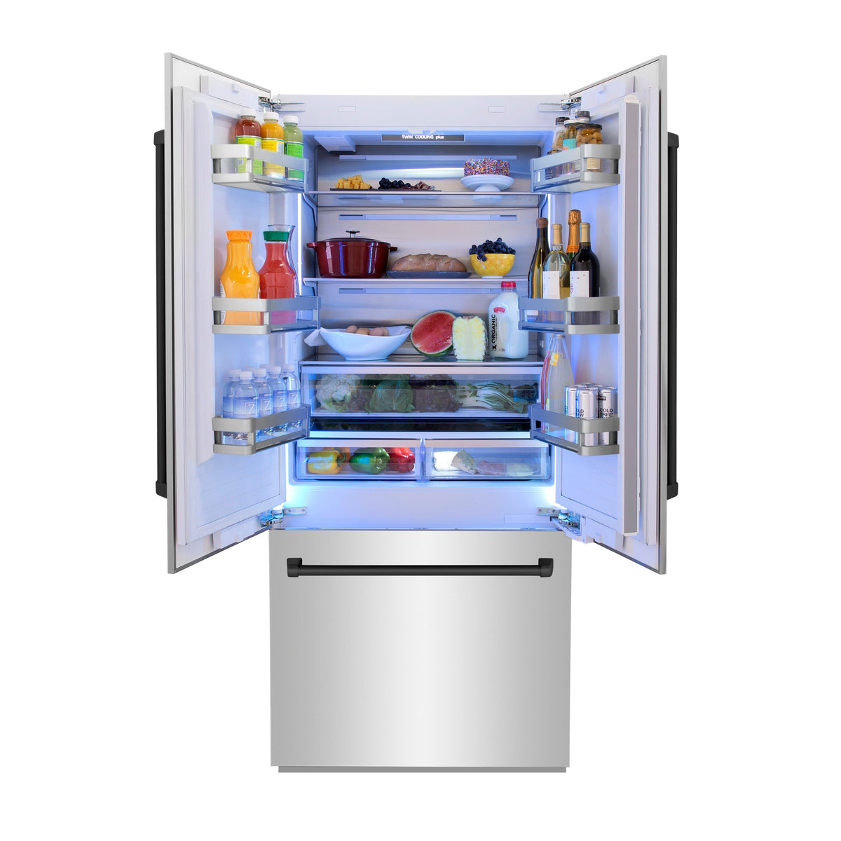 ZLINE 36 in Built-In Refrigerator 19.6 cu. ft. Water & Ice Dispenser Matte Black Accents (RBIVZ-304-36-MB)