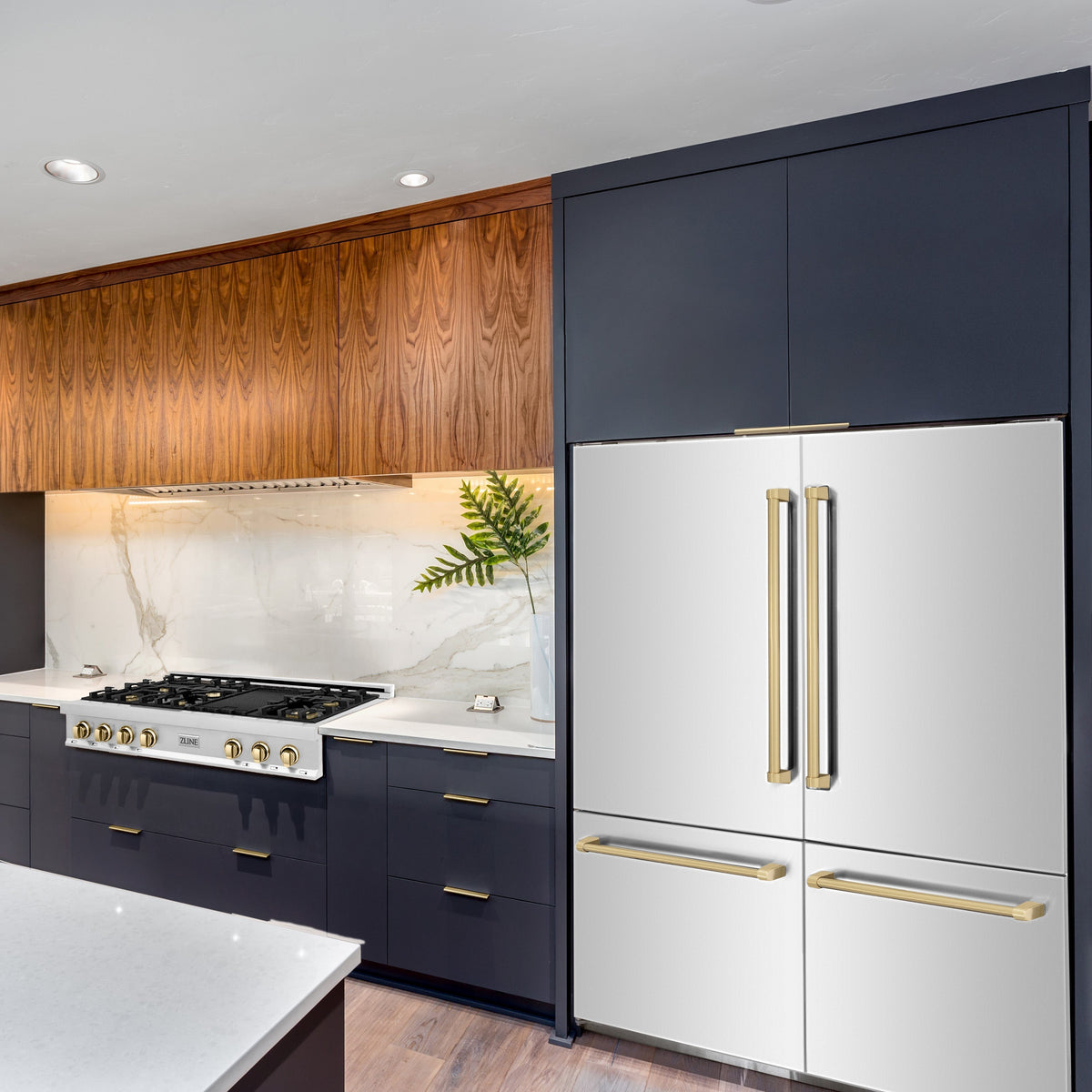 ZLINE 60 in. Built-In Refrigerator 32.2 cu. ft. Internal Water & Ice Dispenser Stainless Steel Bronze Accents (RBIVZ-304-60-CB)