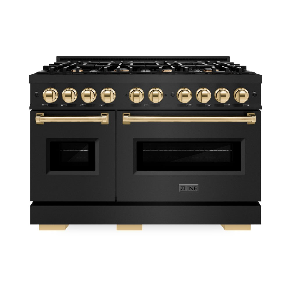 zline-48-in-dual-fuel-range-double-oven-6-7-cu-ft-capacity-8-burners-black-stainless-steel-with-polished-gold-accents-cdrbz-48-g