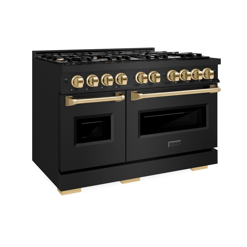 zline-48-in-dual-fuel-range-double-oven-6-7-cu-ft-capacity-8-burners-black-stainless-steel-with-polished-gold-accents-cdrbz-48-g