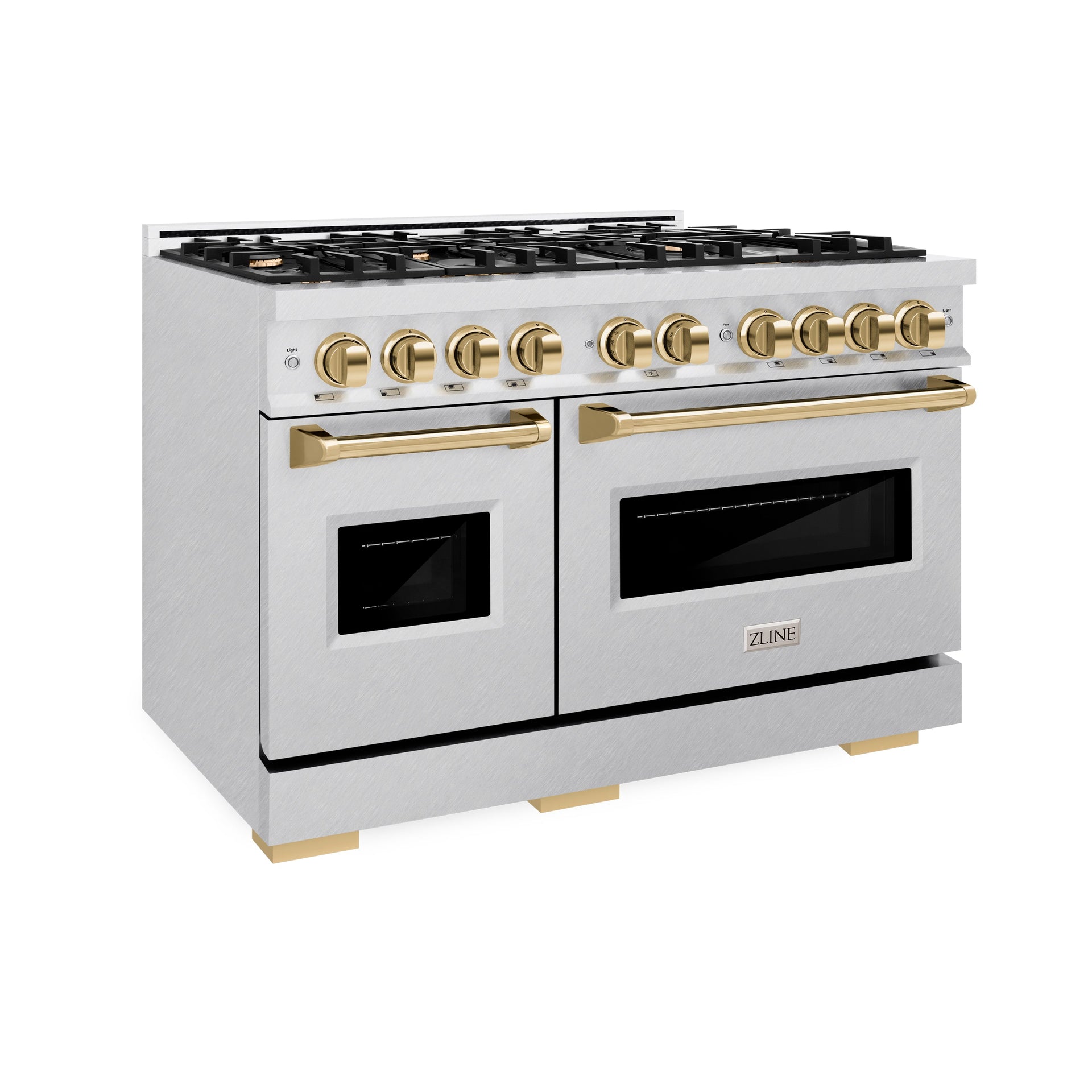 zline-48-in-gas-range-double-oven-6-7-cu-ft-8-brass-burners-satin-stainless-steel-polished-gold-accents-cgrsz-48-g