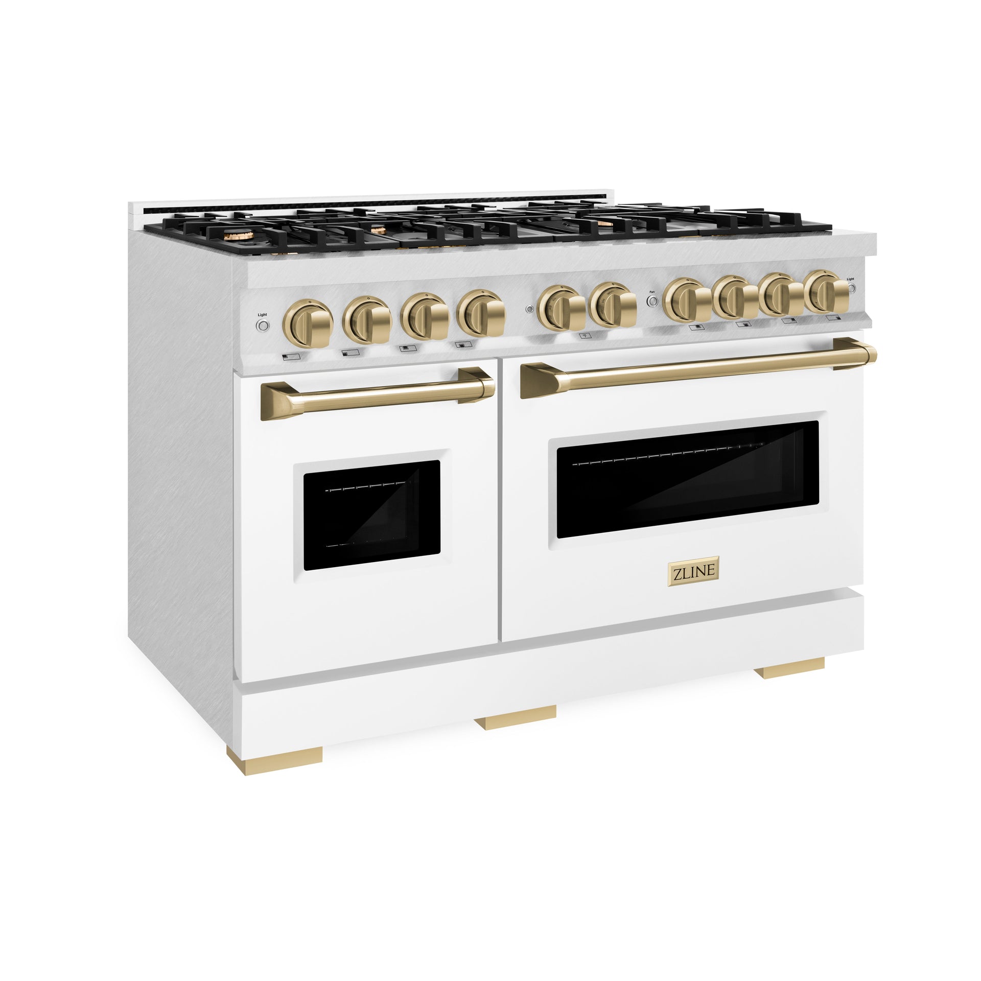 zline-48-in-double-oven-gas-range-6-7-cu-ft-8-burner-cooktop-satin-stainless-steel-white-matte-doors-champagne-bronze-accents-cgrsz-wm-48-cb