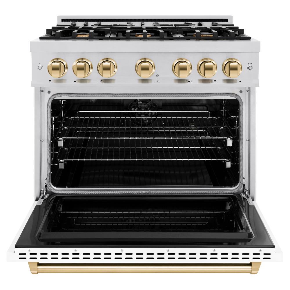 zline-autograph-edition-36-in-5-2-cu-ft-classic-dual-fuel-range-with-6-gas-burners-electric-convection-oven-stainless-steel-with-white-matte-door-and-polished-gold-accents-cdrz-wm-36-g