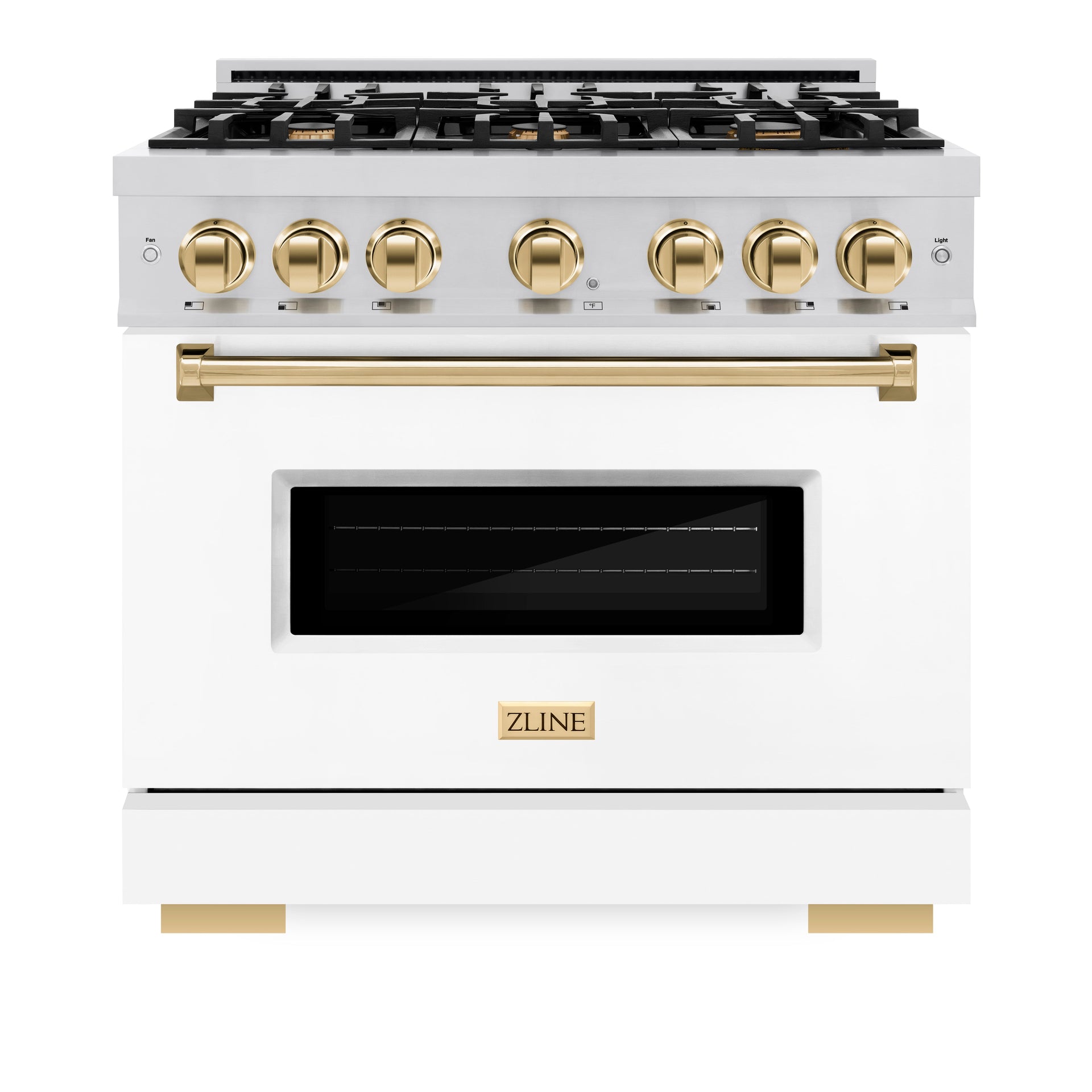 zline-autograph-edition-36-in-5-2-cu-ft-classic-dual-fuel-range-with-6-gas-burners-electric-convection-oven-stainless-steel-with-white-matte-door-and-polished-gold-accents-cdrz-wm-36-g