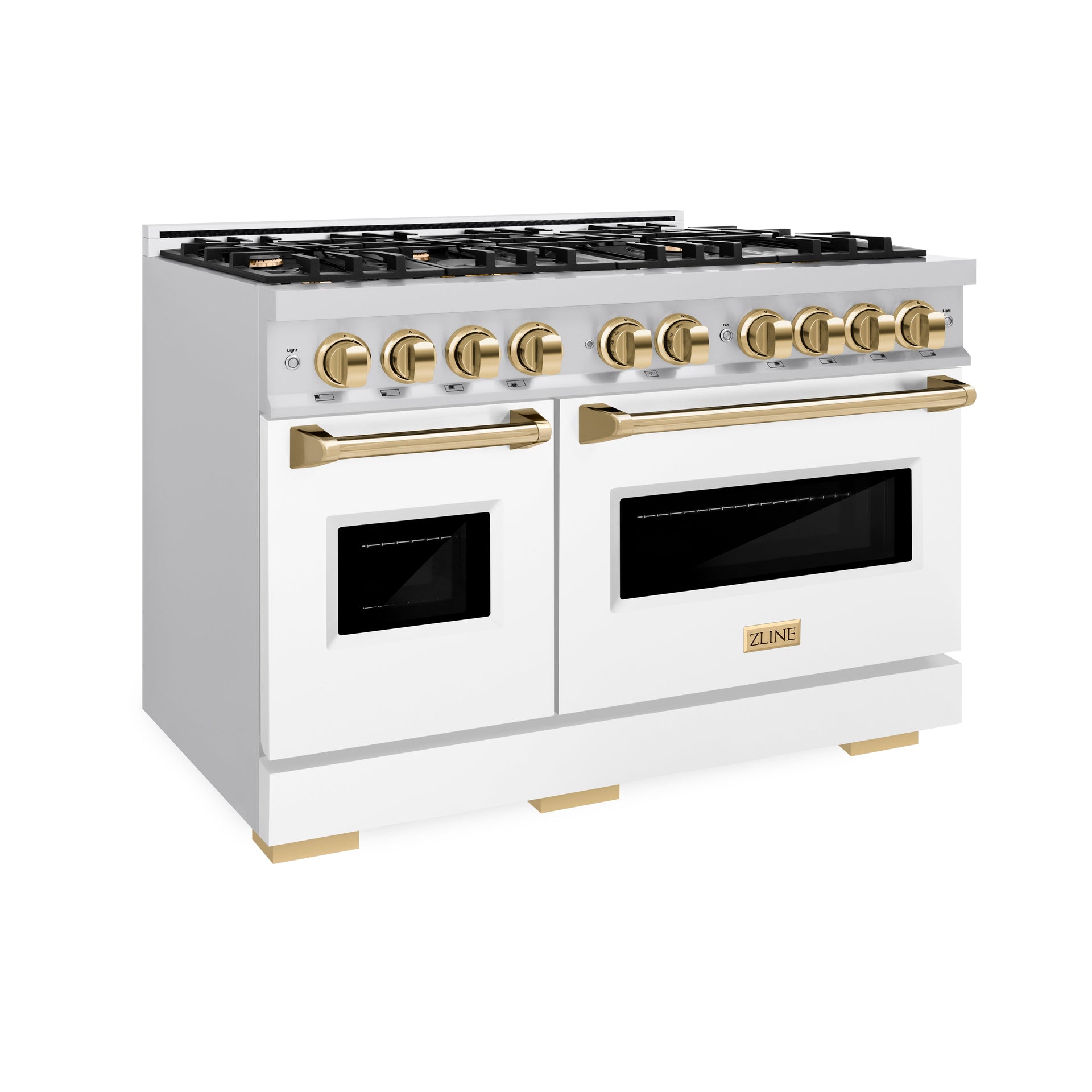 zline-48-in-classic-double-oven-gas-range-6-7-cu-ft-8-burners-stainless-steel-white-matte-doors-polished-gold-accents-cgrz-wm-48-g