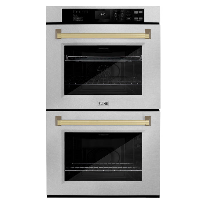 zline-30-autograph-professional-true-convection-double-wall-oven-with-air-fry-and-self-clean-in-satin-stainless-steel-with-champagne-bronze-handles-wadsz-30-cb