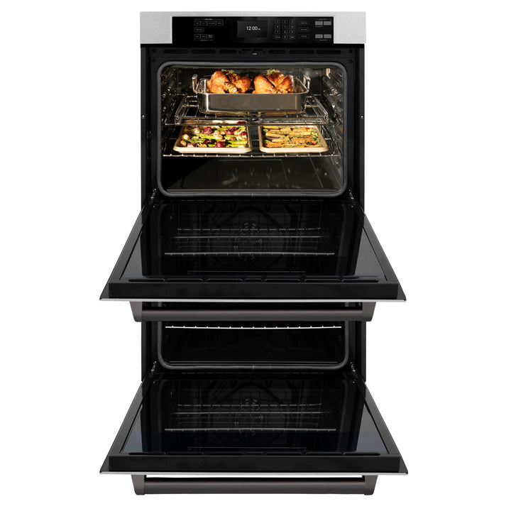 zline-30-autograph-professional-true-convection-double-wall-oven-with-air-fry-and-self-clean-in-satin-stainless-steel-with-matte-black-handles-wadsz-30-mb