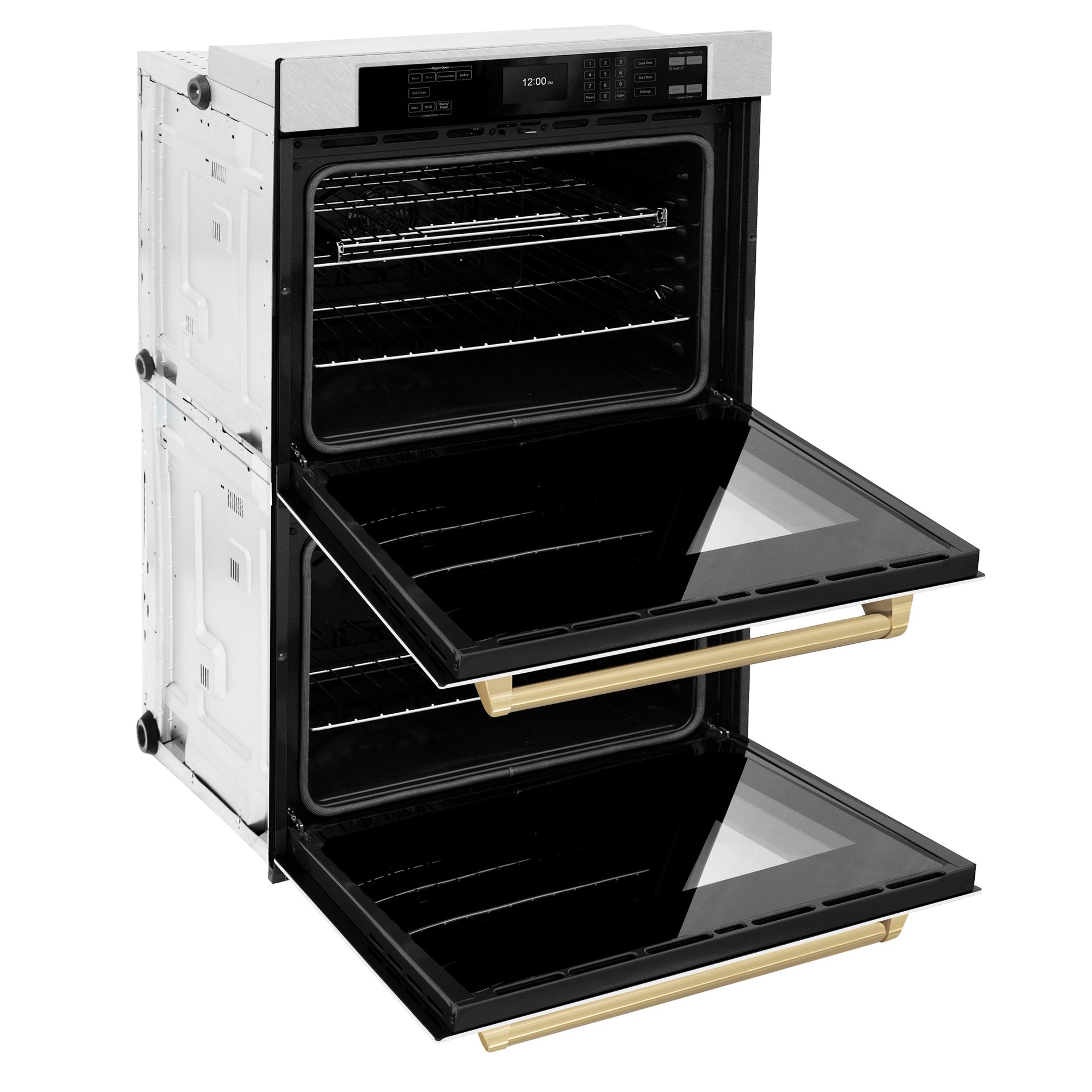 zline-30-autograph-professional-true-convection-double-wall-oven-with-air-fry-and-self-clean-in-satin-stainless-steel-with-white-matte-doors-and-champagne-bronze-handles-wadsz-wm-30-cb