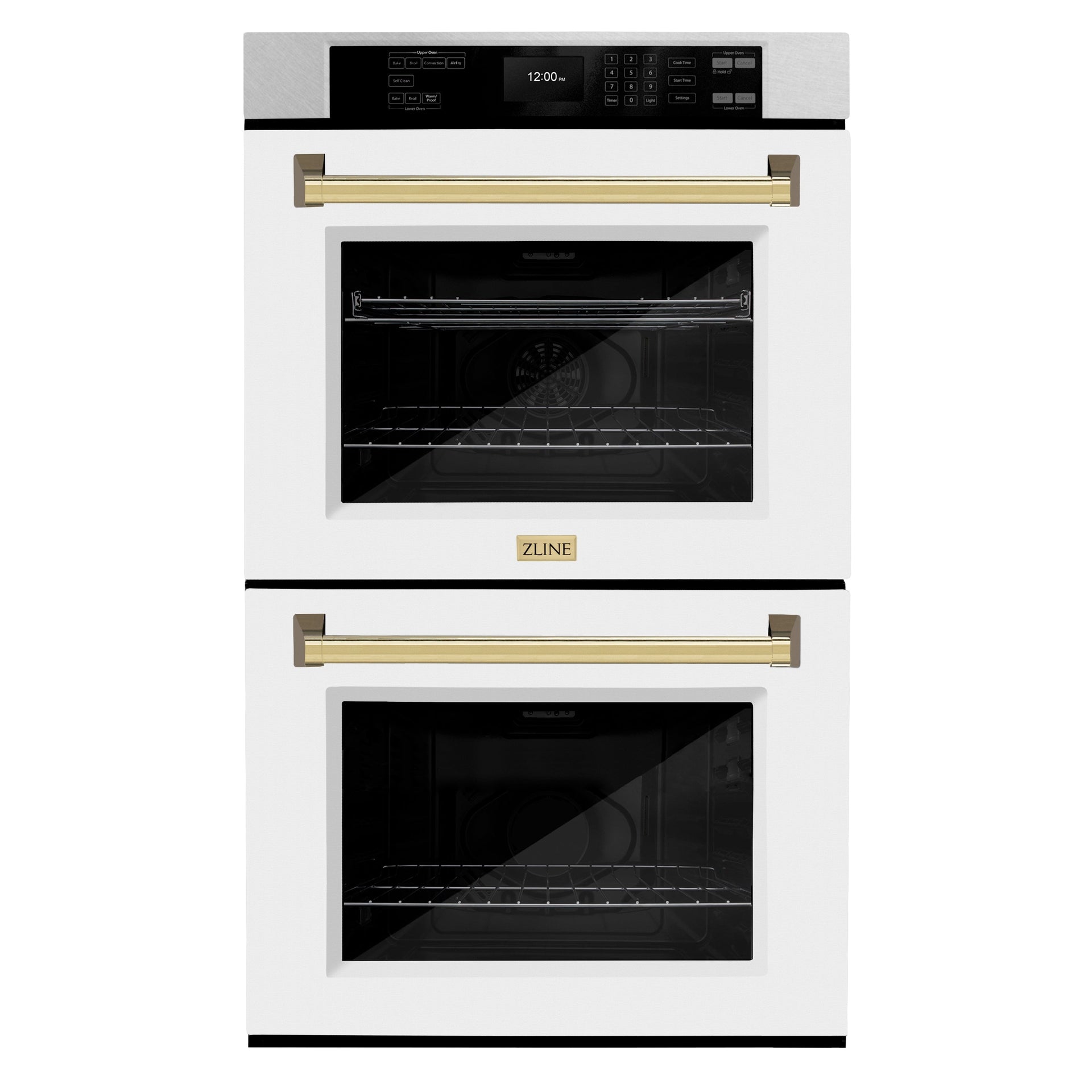 zline-30-autograph-professional-true-convection-double-wall-oven-with-air-fry-and-self-clean-in-satin-stainless-steel-with-white-matte-doors-and-polished-gold-handles-wadsz-wm-30-g