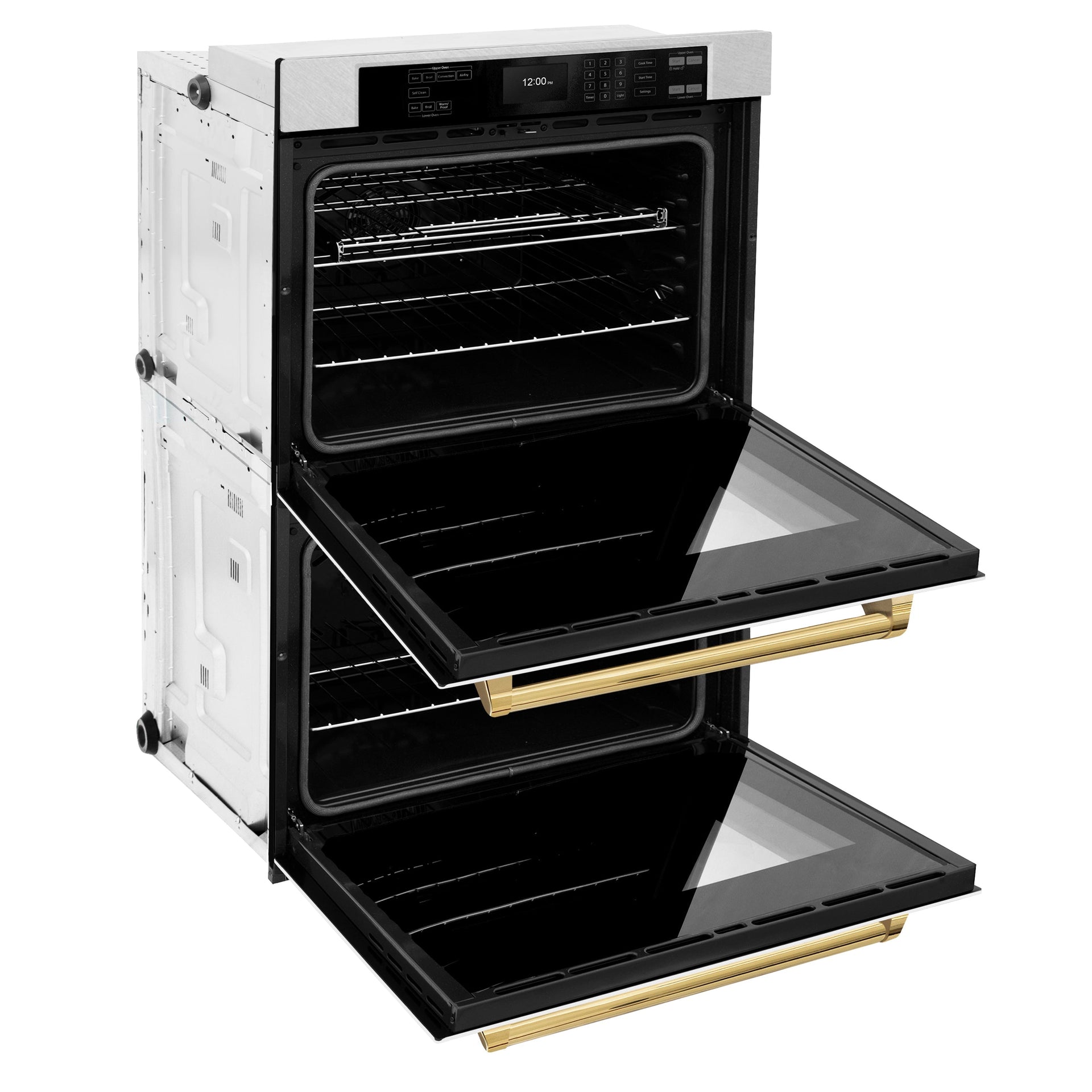 zline-30-autograph-professional-true-convection-double-wall-oven-with-air-fry-and-self-clean-in-satin-stainless-steel-with-white-matte-doors-and-polished-gold-handles-wadsz-wm-30-g