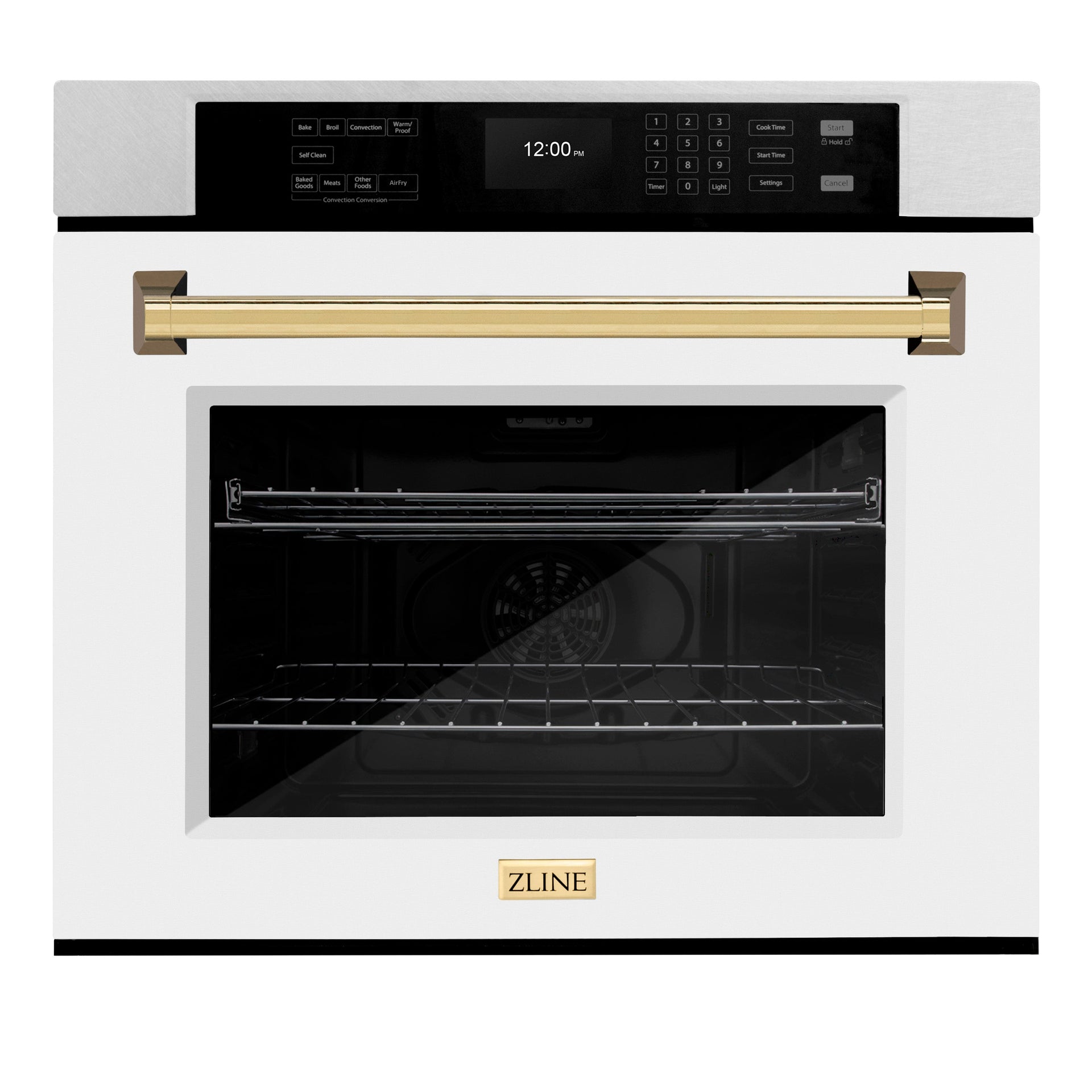 zline-30-autograph-professional-true-convection-single-wall-oven-with-air-fry-and-self-clean-in-satin-stainless-steel-with-white-matte-door-and-polished-gold-handle-wassz-wm-30-g