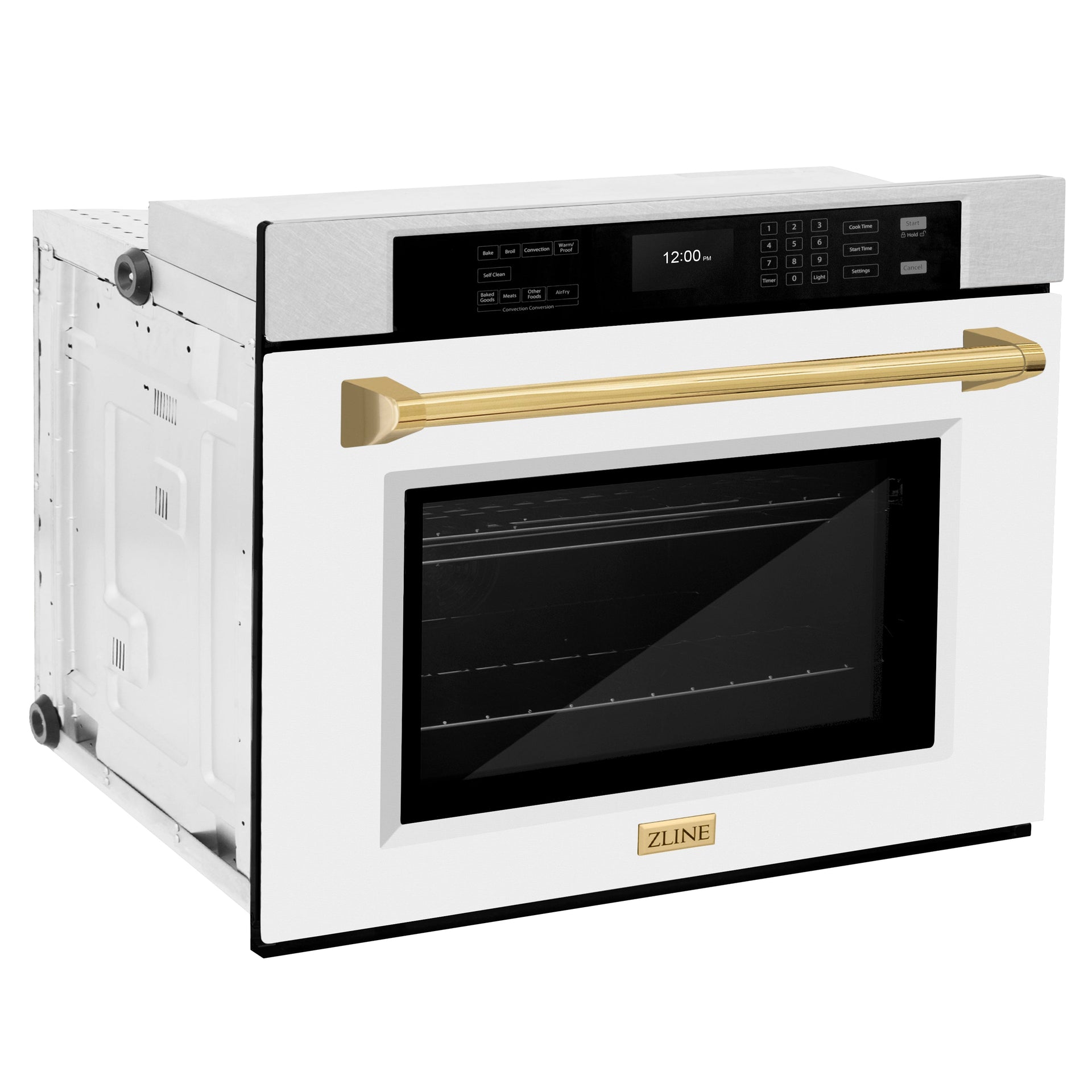 zline-30-autograph-professional-true-convection-single-wall-oven-with-air-fry-and-self-clean-in-satin-stainless-steel-with-white-matte-door-and-polished-gold-handle-wassz-wm-30-g