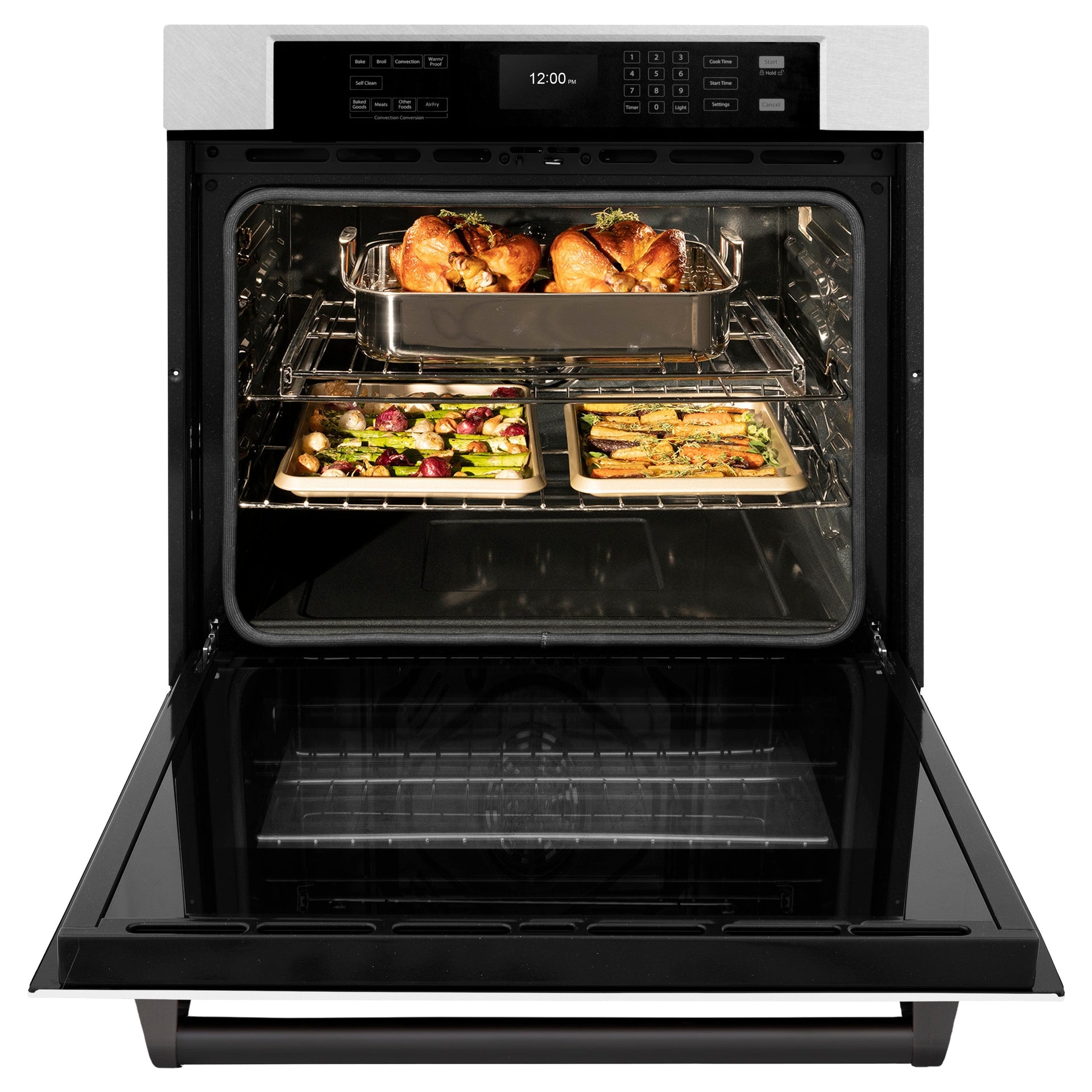 zline-30-autograph-professional-true-convection-single-wall-oven-with-air-fry-and-self-clean-in-satin-stainless-steel-with-white-matte-door-and-matte-black-handle-wassz-wm-30-mb