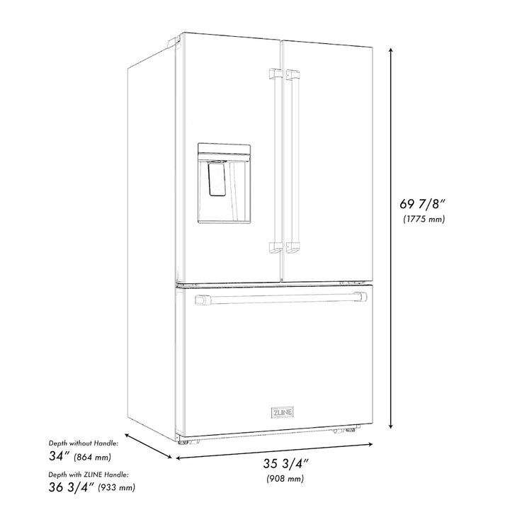 zline-36-french-door-refrigerator-28-9-cu-ft-standard-depth-water-dispenser-dual-ice-maker-black-champagne-bronze-handles-rsmz-w-36-bs-cb
