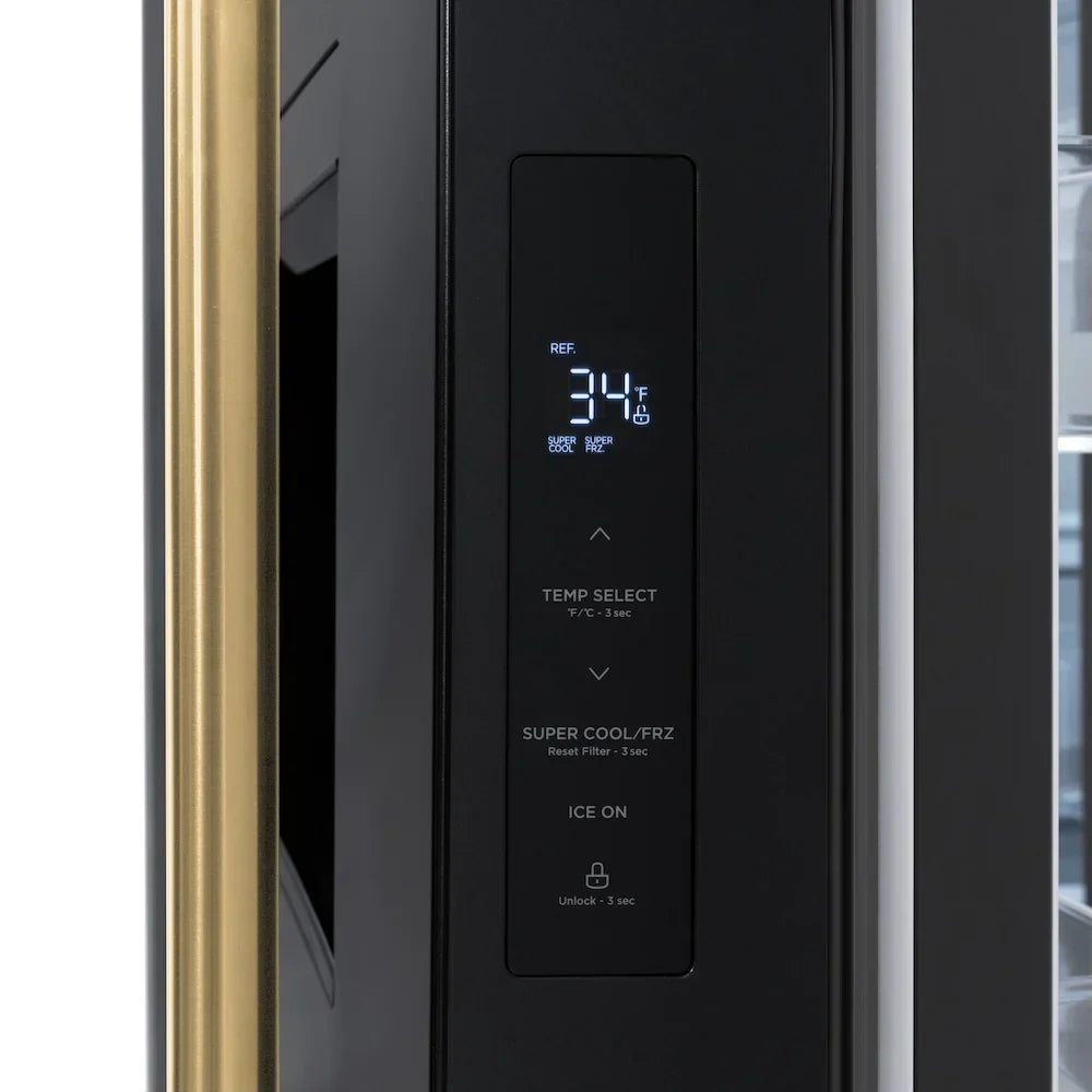 zline-36-french-door-refrigerator-28-9-cu-ft-standard-depth-with-water-dispenser-dual-ice-maker-black-finish-gold-handles-rsmz-w-36-bs-g