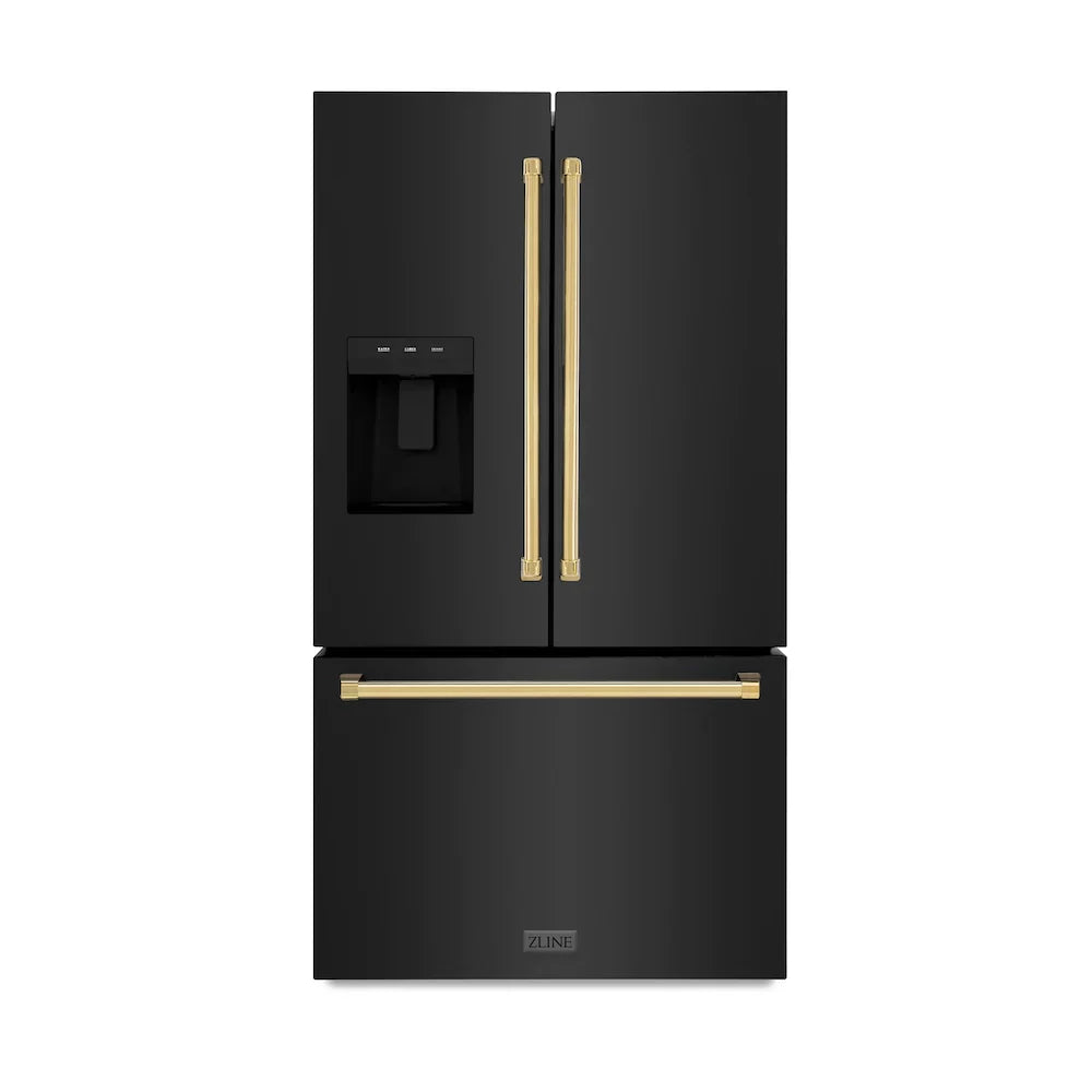 zline-36-french-door-refrigerator-28-9-cu-ft-standard-depth-with-water-dispenser-dual-ice-maker-black-finish-gold-handles-rsmz-w-36-bs-g