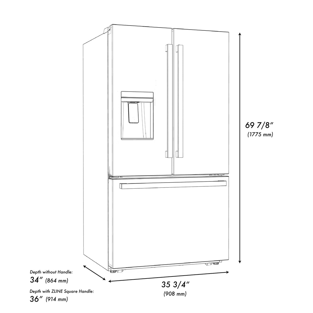 zline-36-inch-freestanding-refrigerator-28-9-cu-ft-standard-depth-dual-ice-maker-water-dispenser-black-champagne-bronze-square-handles-rsmz-w36-bs-fcb
