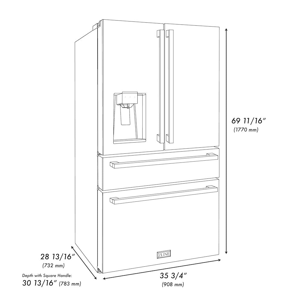 zline-36-in-french-door-refrigerator-with-water-ice-dispenser-gold-square-handles-rfmz-w-36-fg