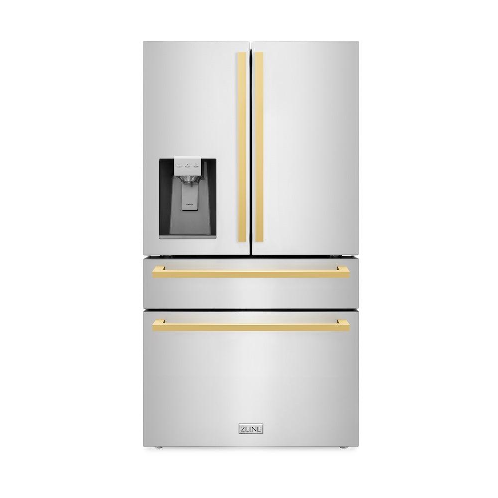 zline-36-in-french-door-refrigerator-with-water-ice-dispenser-gold-square-handles-rfmz-w-36-fg
