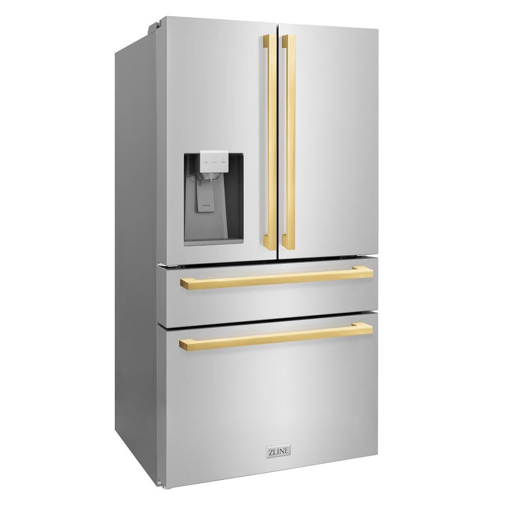 zline-36-in-french-door-refrigerator-with-water-ice-dispenser-gold-square-handles-rfmz-w-36-fg