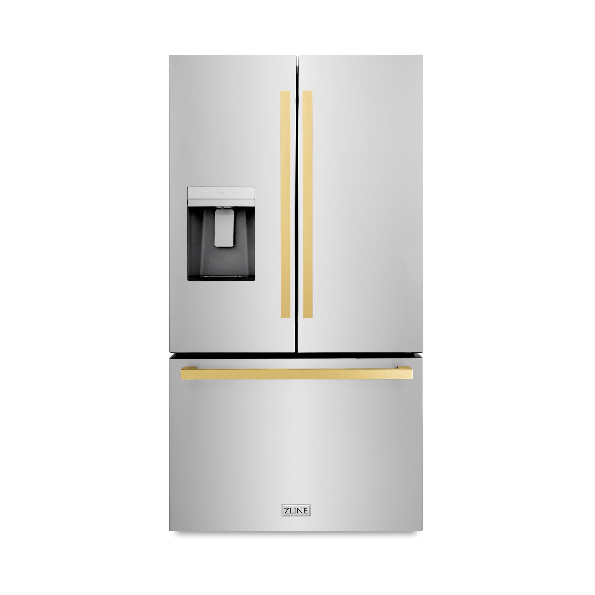 zline-36-in-french-door-refrigerator-28-9-cu-ft-standard-depth-water-dispenser-dual-ice-maker-stainless-steel-gold-square-handles-rsmz-w-36-fg