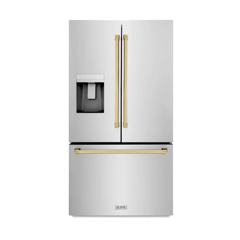 zline-kitchen-and-bath-36-in-french-door-refrigerator-28-9-cu-ft-standard-depth-water-dispenser-dual-ice-maker-stainless-steel-gold-handles-rsmz-w-36-g