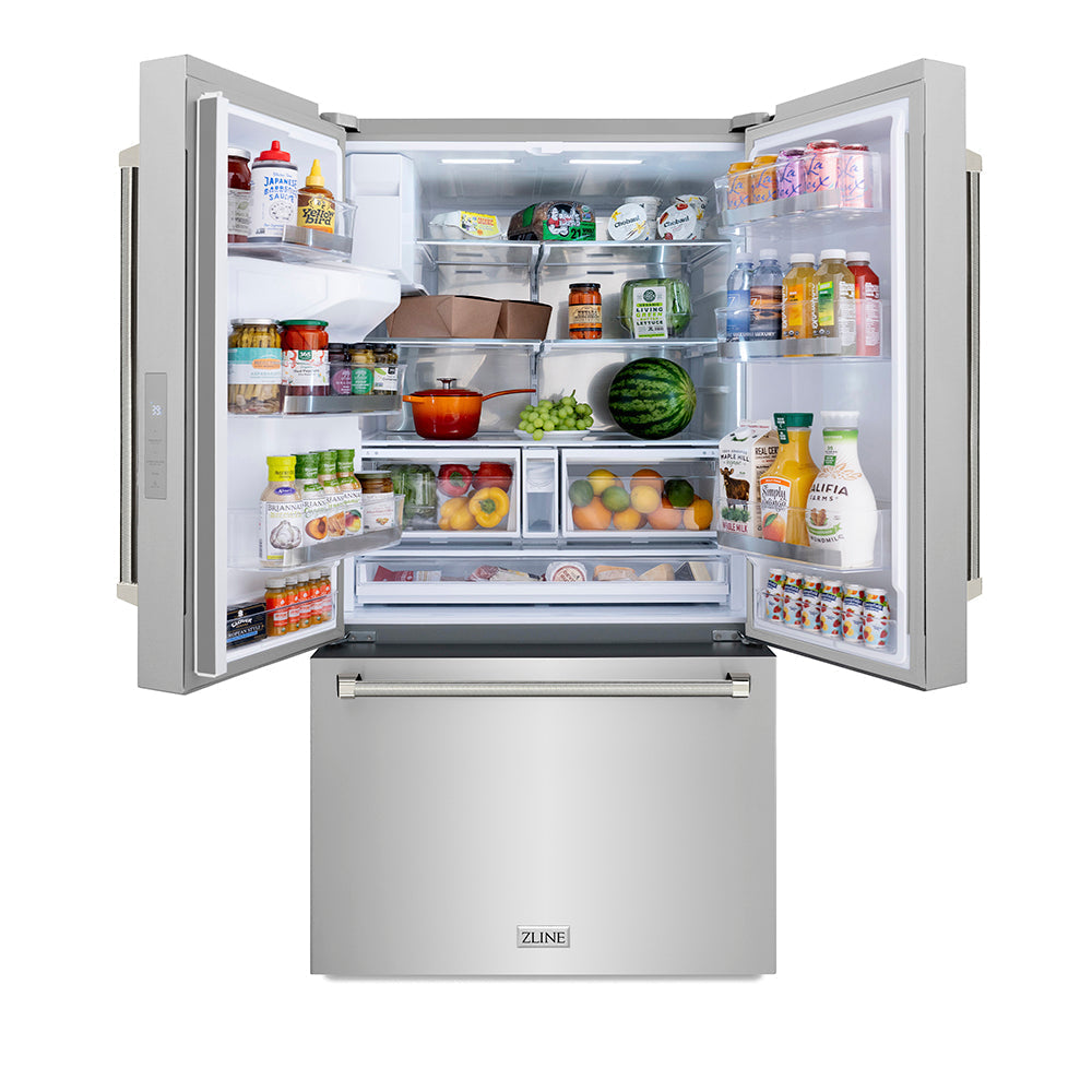 zline-36-in-french-door-refrigerator-28-9-cu-ft-standard-depth-external-water-dispenser-dual-ice-maker-fingerprint-resistant-stainless-steel-polished-nickel-helix-handles-rsmz-w-36