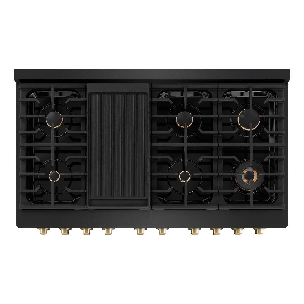 zline-autograph-edition-48-in-6-7-cu-ft-paramount-double-oven-dual-fuel-range-with-8-burner-gas-cooktop-in-black-stainless-steel-with-polished-gold-accents-sdrbz-48-g