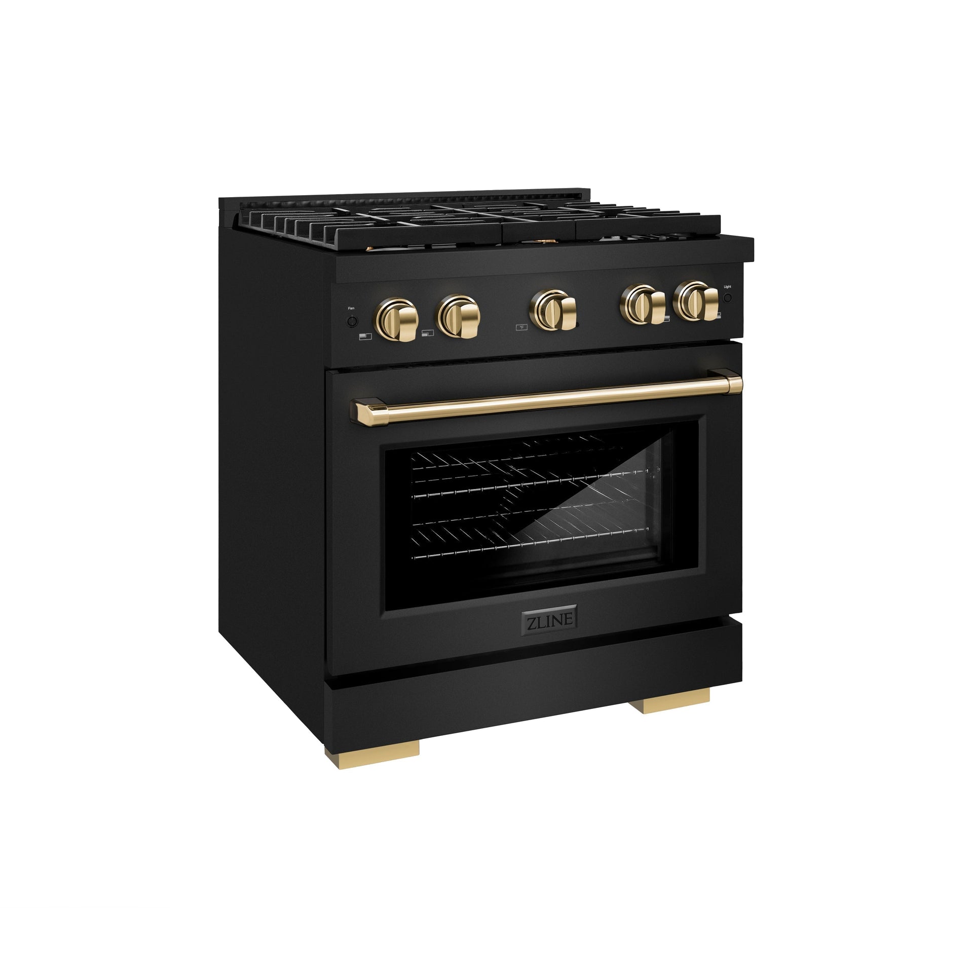 zline-autograph-edition-30-in-4-2-cu-ft-paramount-gas-range-with-4-burner-cooktop-and-convection-gas-oven-in-black-stainless-steel-with-gold-accents-sgrbz-30-g