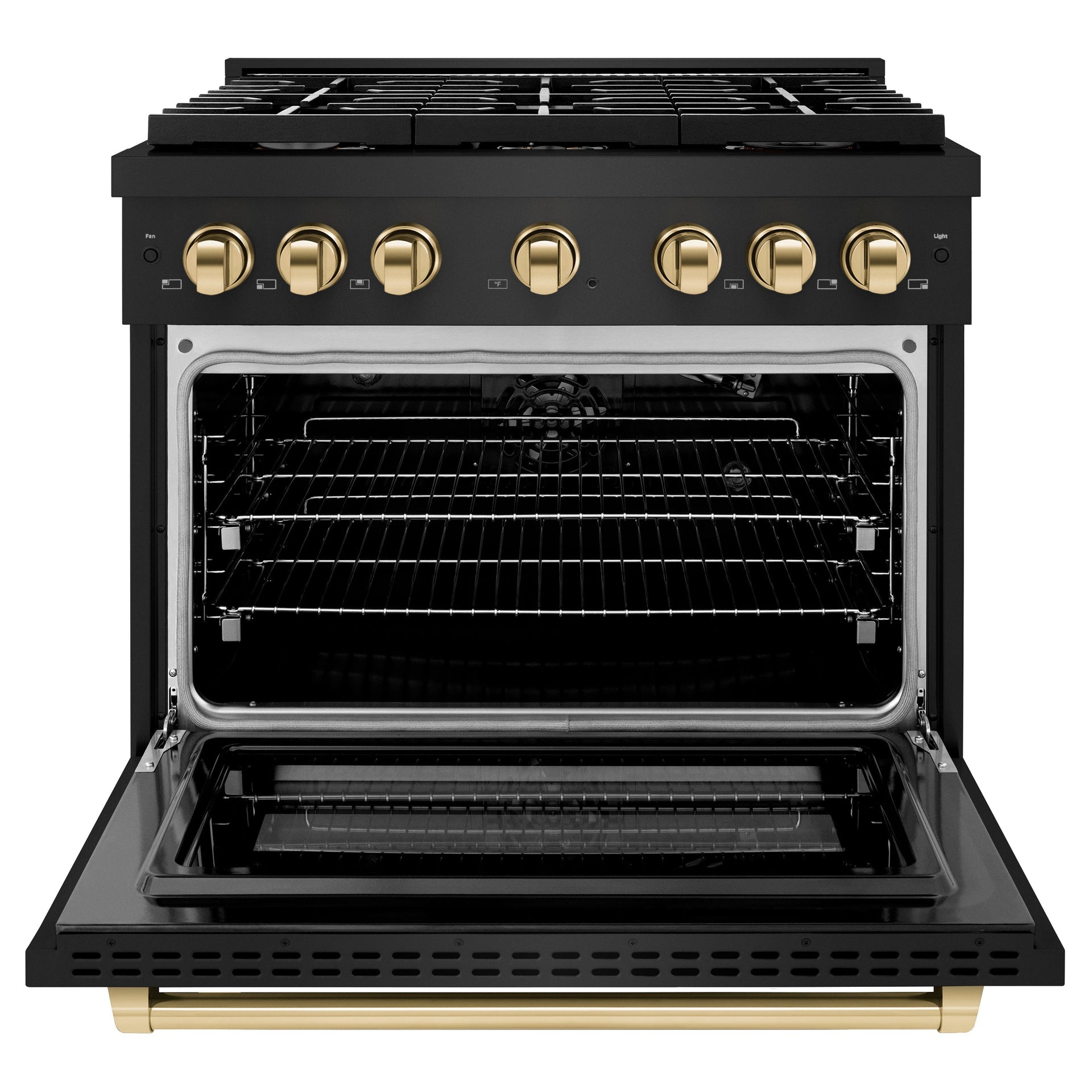 zline-autograph-edition-36-in-5-2-cu-ft-paramount-gas-range-with-6-burners-and-convection-gas-oven-in-black-stainless-steel-with-gold-accents-sgrbz-36-g