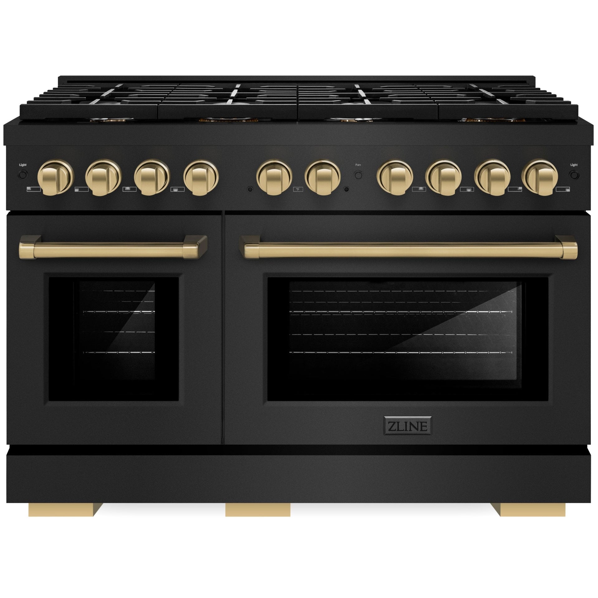 zline-autograph-edition-48-in-gas-range-with-double-oven-6-7-cu-ft-black-stainless-steel-with-bronze-accents-model-sgrbz-48-cb