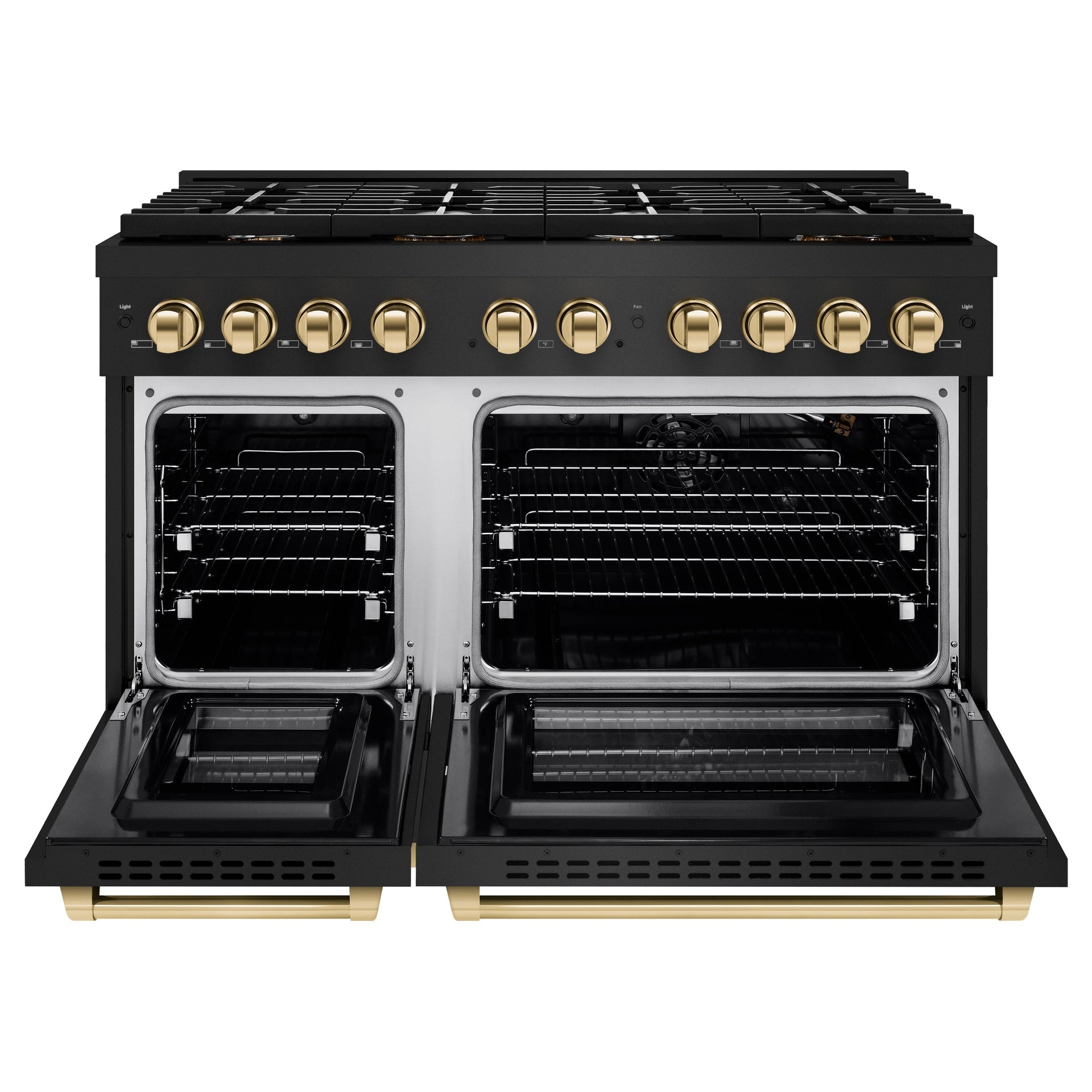 zline-autograph-edition-48-in-6-7-cu-ft-paramount-double-oven-gas-range-with-8-burners-in-black-stainless-steel-with-gold-accents-sgrbz-48-g