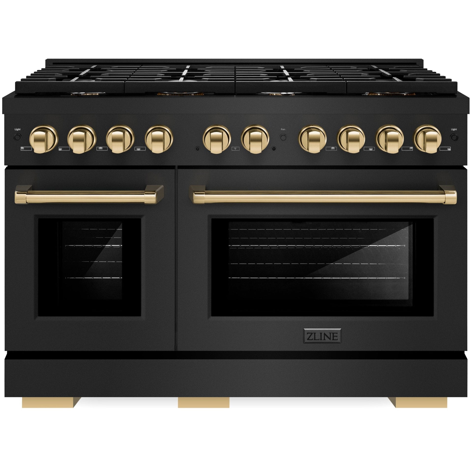 zline-autograph-edition-48-in-6-7-cu-ft-paramount-double-oven-gas-range-with-8-burners-in-black-stainless-steel-with-gold-accents-sgrbz-48-g
