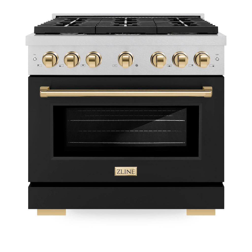 zline-autograph-edition-36-in-5-2-cu-ft-paramount-gas-range-with-6-burners-convection-gas-oven-satin-stainless-steel-with-black-matte-door-and-polished-gold-accents-sgrsz-blm-36-g