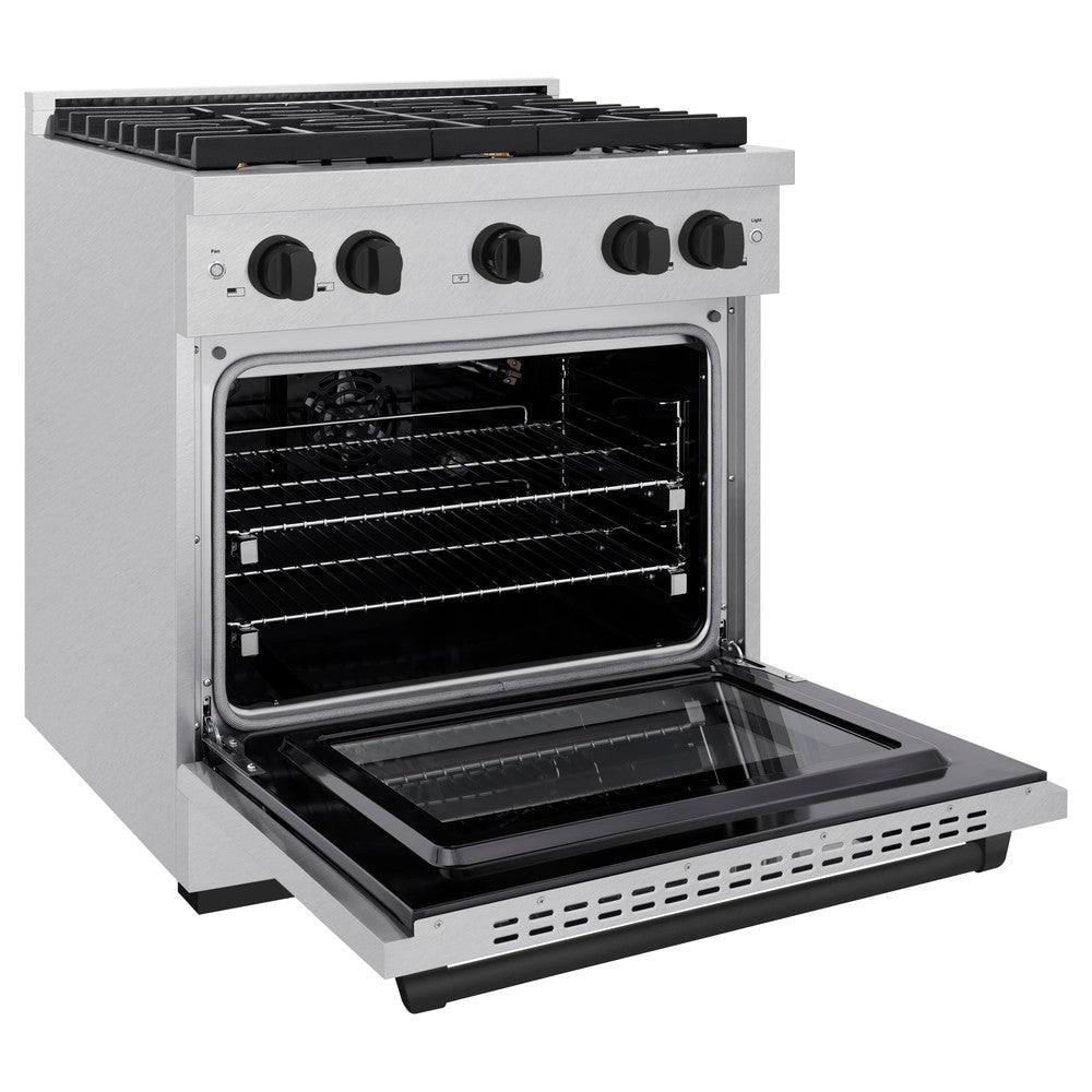 zline-autograph-edition-30-in-paramount-dual-fuel-range-4-2-cu-ft-electric-convection-oven-4-gas-burners-satin-stainless-steel-with-matte-black-accents-sdrsz-30-mb