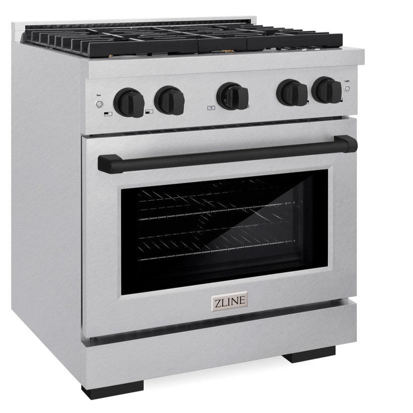 zline-autograph-edition-30-in-paramount-dual-fuel-range-4-2-cu-ft-electric-convection-oven-4-gas-burners-satin-stainless-steel-with-matte-black-accents-sdrsz-30-mb