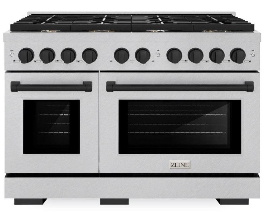 zline-autograph-edition-48-in-paramount-double-oven-dual-fuel-range-with-8-burner-gas-cooktop-6-7-cu-ft-satin-stainless-steel-with-matte-black-accents-sdrsz-48-mb