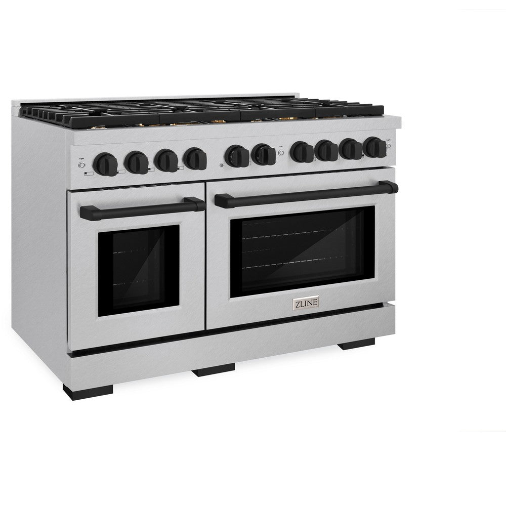 zline-autograph-edition-48-in-paramount-double-oven-dual-fuel-range-with-8-burner-gas-cooktop-6-7-cu-ft-satin-stainless-steel-with-matte-black-accents-sdrsz-48-mb