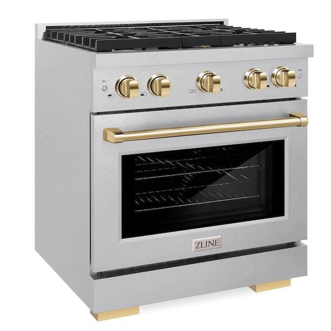 zline-autograph-edition-30-in-4-2-cu-ft-paramount-gas-range-with-4-burners-and-convection-gas-oven-in-satin-stainless-steel-with-polished-gold-accents-sgrsz-30-g