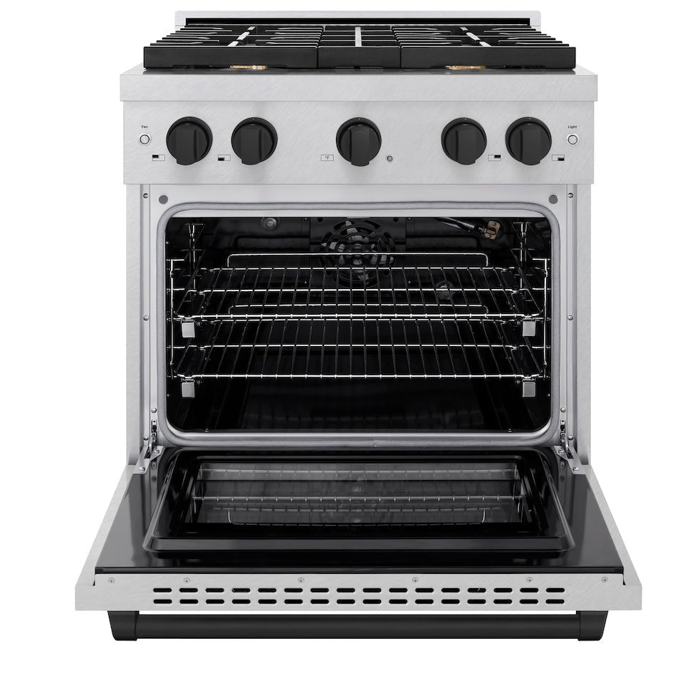 zline-autograph-edition-30-in-4-2-cu-ft-paramount-gas-range-with-4-burners-and-convection-gas-oven-in-satin-stainless-steel-with-matte-black-accents-sgrsz-30-mb