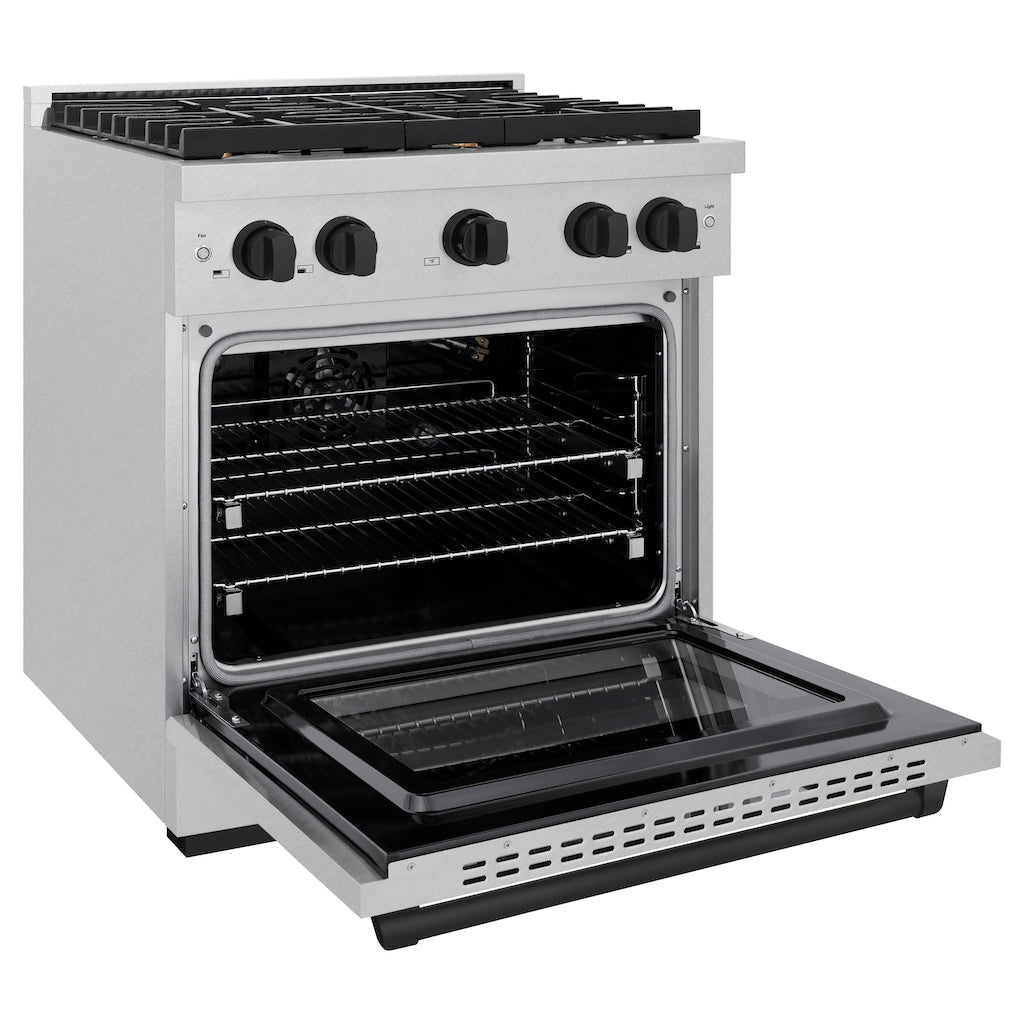 zline-autograph-edition-30-in-4-2-cu-ft-paramount-gas-range-with-4-burners-and-convection-gas-oven-in-satin-stainless-steel-with-matte-black-accents-sgrsz-30-mb