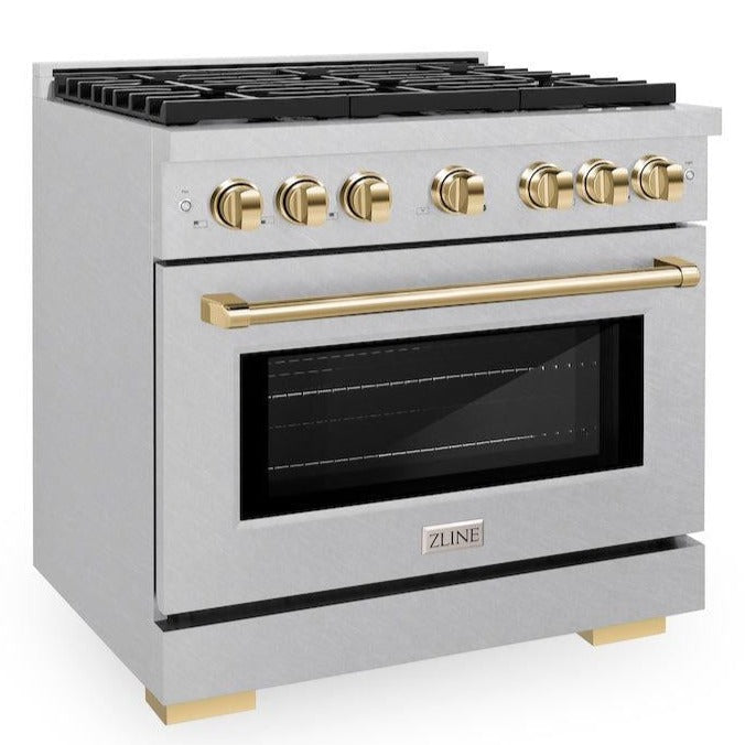zline-autograph-edition-36-in-5-2-cu-ft-paramount-gas-range-with-6-burners-and-convection-oven-in-satin-stainless-steel-with-polished-gold-accents-sgrsz-36-g