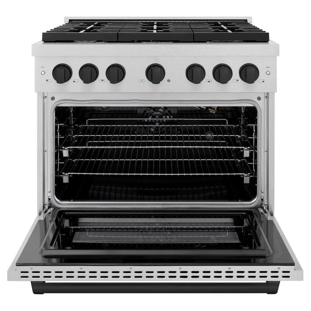zline-autograph-edition-36-in-5-2-cu-ft-gas-range-with-6-burners-and-convection-oven-in-satin-stainless-steel-with-matte-black-accents-sgrsz-36-mb