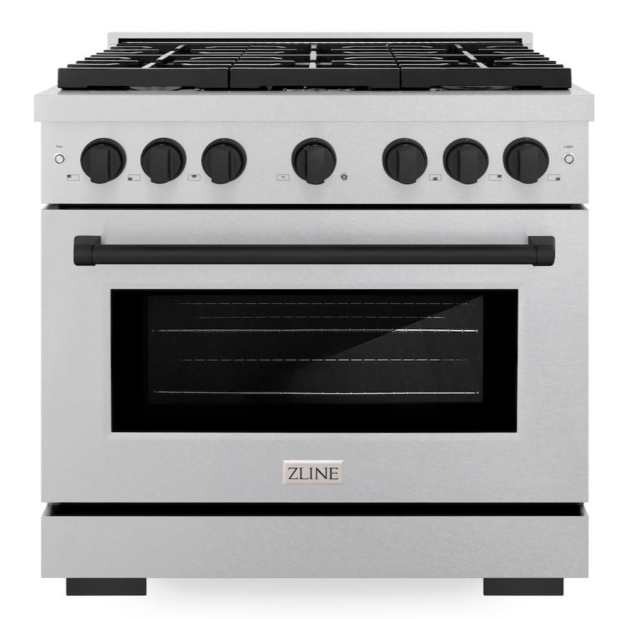 zline-autograph-edition-36-in-5-2-cu-ft-gas-range-with-6-burners-and-convection-oven-in-satin-stainless-steel-with-matte-black-accents-sgrsz-36-mb