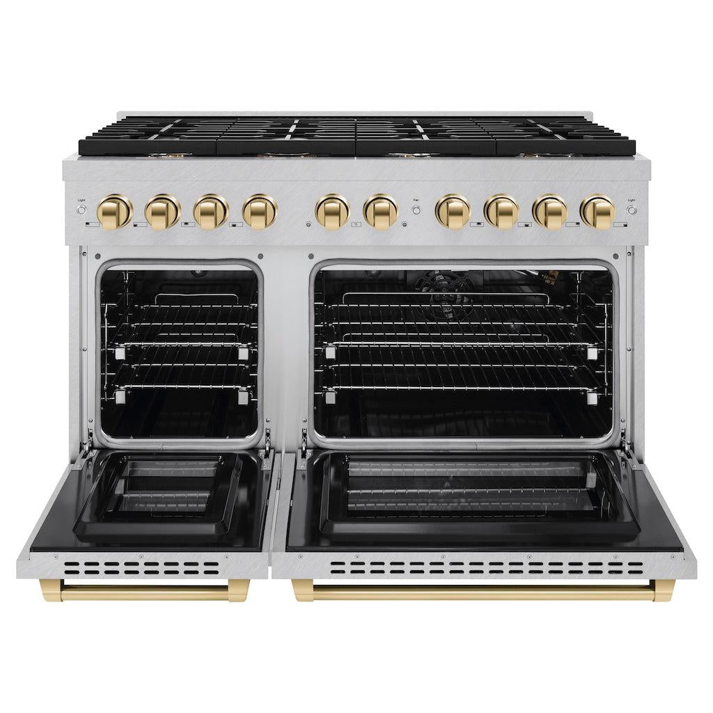 zline-autograph-edition-48-in-6-7-cu-ft-paramount-double-oven-gas-range-with-8-burners-in-satin-stainless-steel-with-polished-gold-accents-sgrsz-48-g