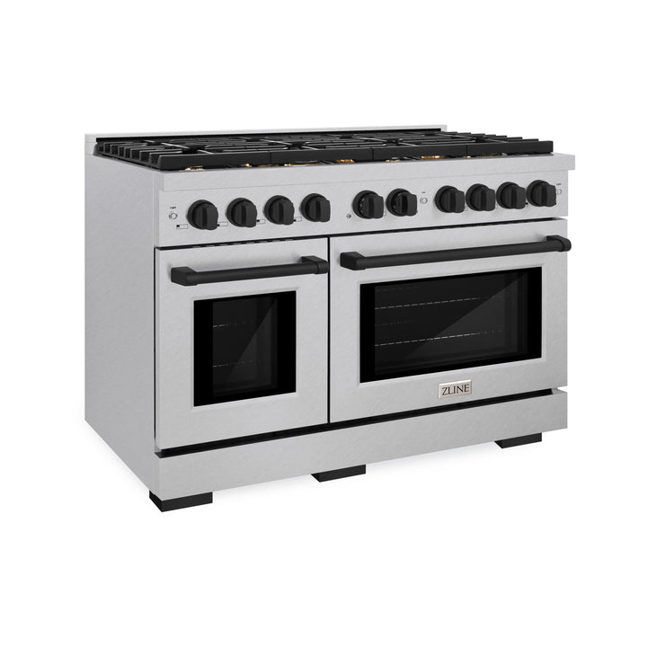 zline-autograph-edition-48-in-paramount-double-oven-gas-range-with-8-burner-cooktop-in-satin-stainless-steel-with-matte-black-accents-6-7-cu-ft-sgrsz-48-mb