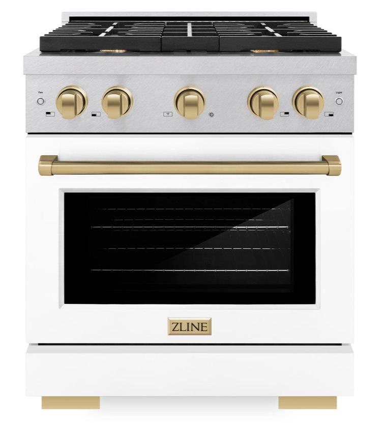 zline-autograph-edition-30-in-4-2-cu-ft-paramount-dual-fuel-range-with-4-burner-gas-cooktop-and-electric-convection-oven-in-satin-stainless-steel-with-white-matte-door-and-champagne-bronze-accents-sdrsz-wm-30-cb